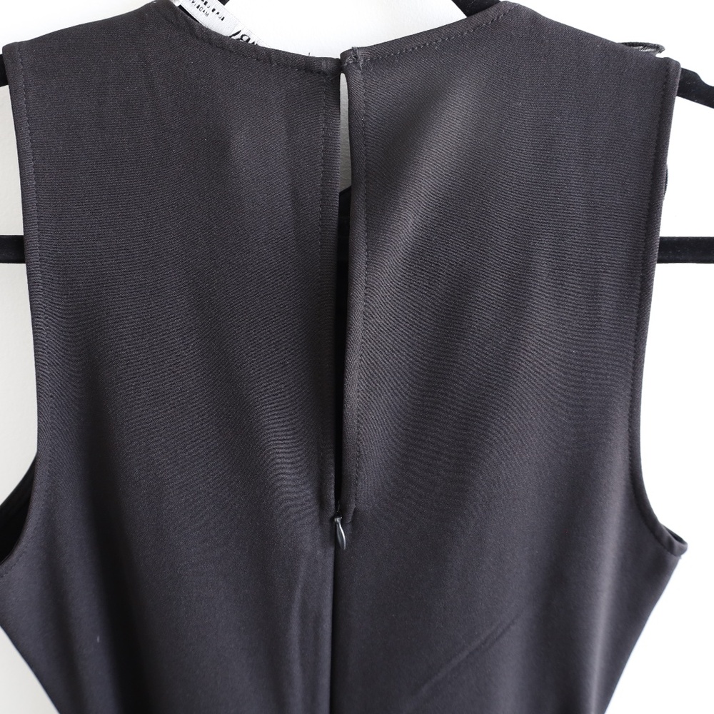 ZARA Black Pleated Ruffle Wide-Leg Belted Jumpsuit - Picture 4 of 8